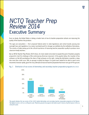 NCTQ Teacher Prep Review 2014: A Review of U.S. Teacher Preparation Programs | Executive Summary