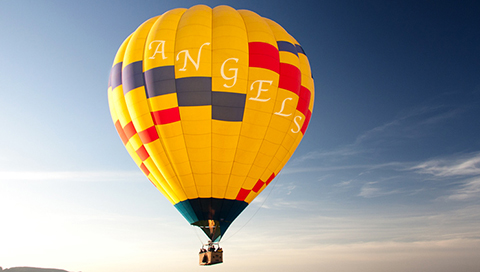 A yellow hot air balloon