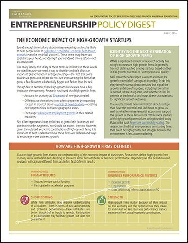 The Economic Impact of High-Growth Startups | Entrepreneurship Policy Digest