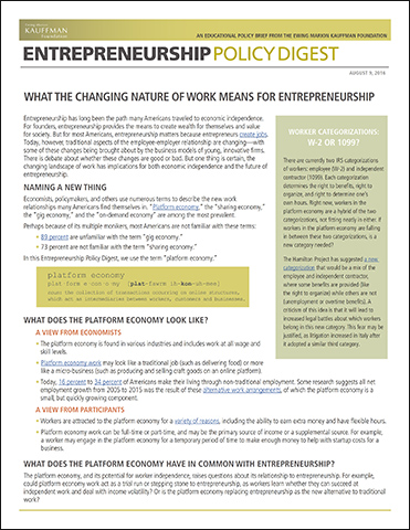 What the Changing Nature of Work Means for Entrepreneurship | Entrepreneurship Policy Digest