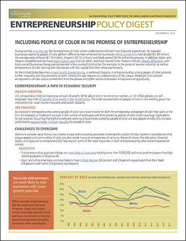 Including People of Color in the Promise of Entrepreneurship | Entrepreneurship Policy Digest
