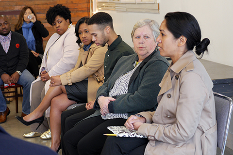 Eship Learning Journey 2018 with the Kauffman Foundation, panel of diverse entrepreneurs in Missouri