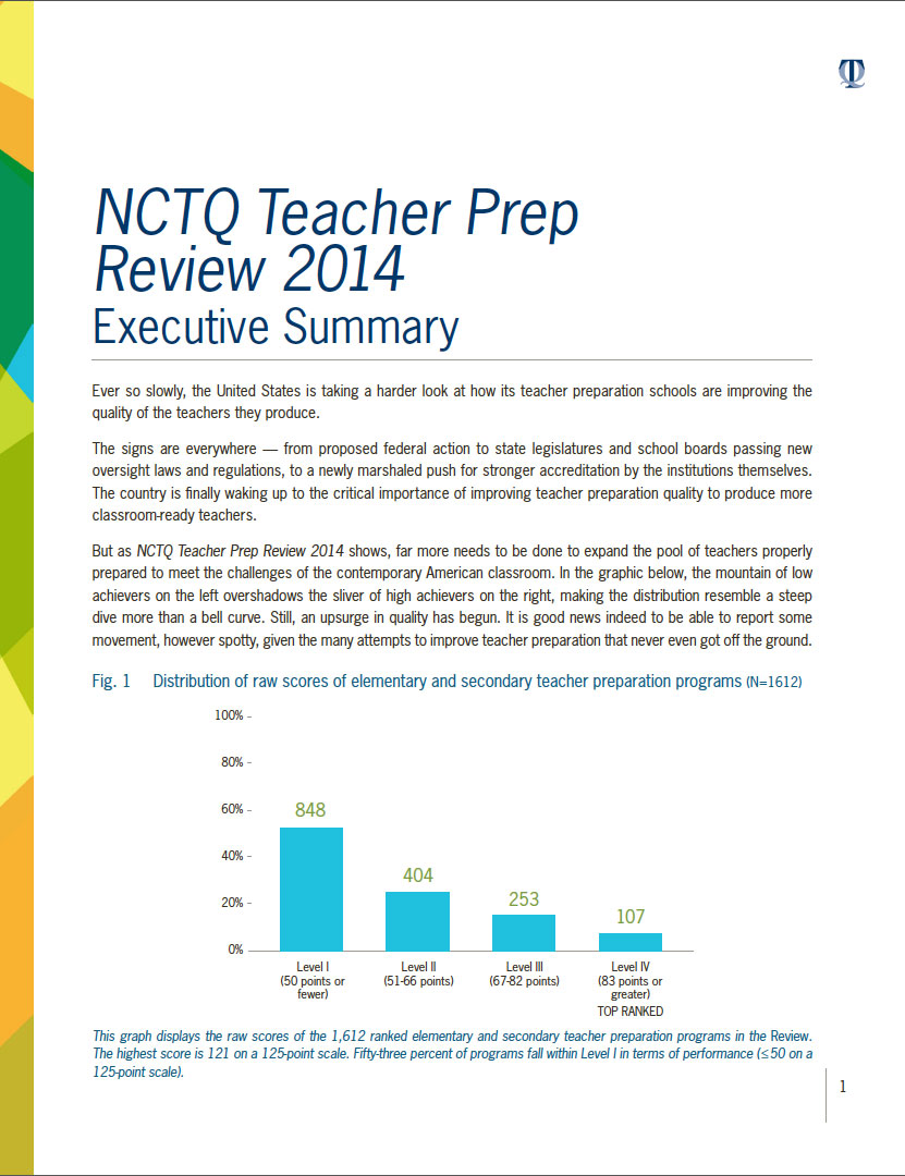 Read the Executive Summary of NCTQ's report "Teacher Prep Review"