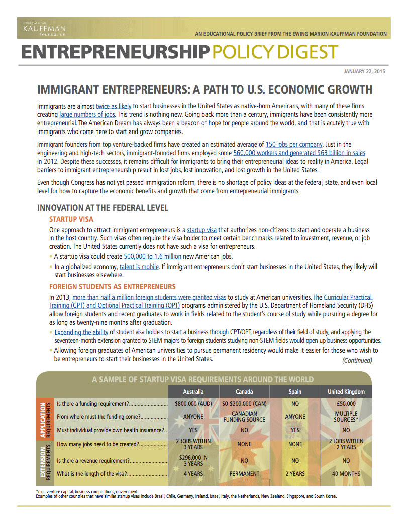 Read the Entrepreneurship Policy Digest