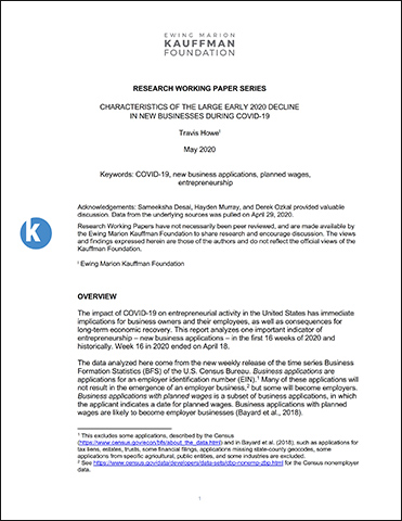 Characteristics of the Large Early 2020 Decline in New Businesses during COVID-19 | Research Working Paper Series