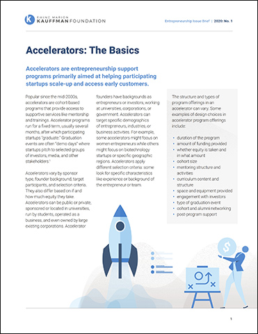 Accelerators: The Basics | Entrepreneurship Issue Brief