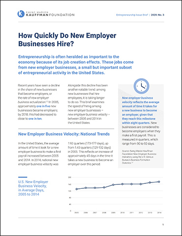 Kauffman Issue Brief: How Quickly do New Employer Businesses Hire?