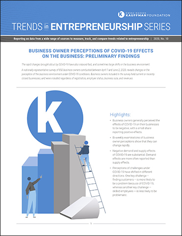 Kauffman Trends in Entrepreneurship 10: Business Owners' Perceptions of COVID-19 Effects on the Business Preliminary Findings 2020