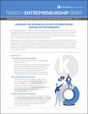 Demand for Business Advice or Mentoring Among Entrepreneurs | Trends in Entrepreneurship, No. 5