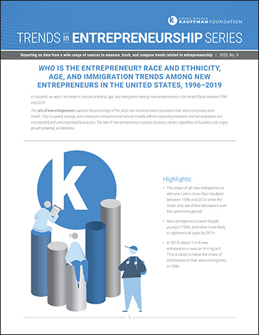 Kauffman Trends in Entrepreneurship 9: Who is the Entrepreneur? Race and Ethnicity, Age, and Immigration Trends Among New Entreprenurs in the United States 2020