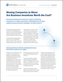Kauffman Issue Brief: Wooing Companies to Move: Are Business Incentives Worth the Cost?