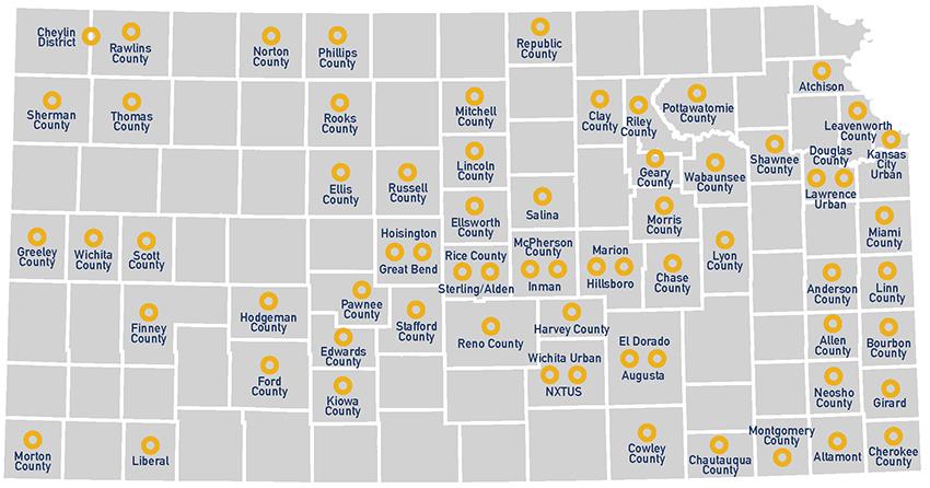 A map of E-Communities in Kansas