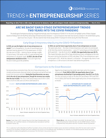 Are We Back? Early-Stage Entrepreneurship Trends Two Years into the COVID Pandemic | Trends in Entrepreneurship