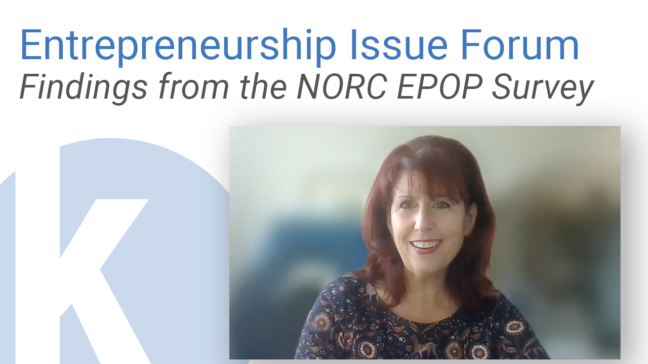 Video still from the 2022 October Issue Forum "Findings from the NORC Entrepreneurship in the Population Survey"
