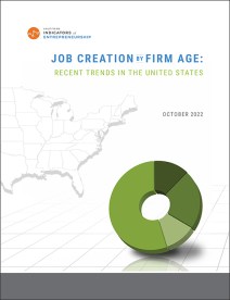 The cover of a Kauffman Indicators report titled, "Job Creation by Firm Age: Recent Trends in the United States"