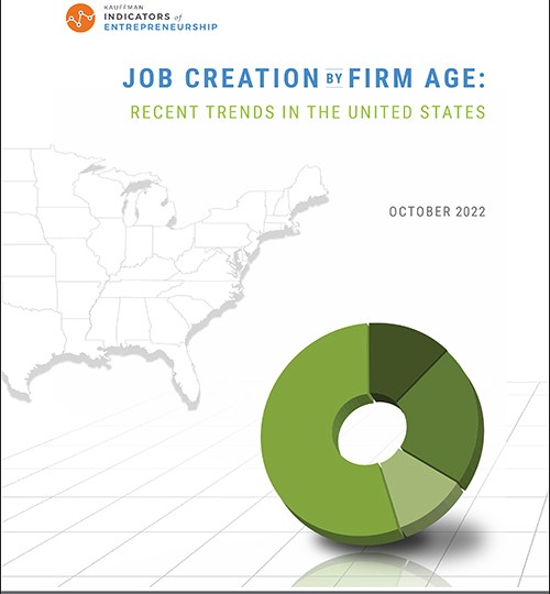 The cover of a Kauffman Indicators report titled, "Job Creation by Firm Age: Recent Trends in the United States"