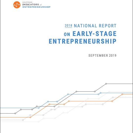 A cover of a report titled, "2018 National Report on Early-Stage Entrepreneurship"