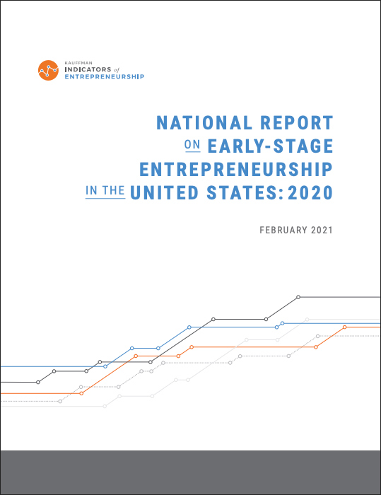 A cover of the report titled, "National Report on Early-Stage Entrepreneurship in the United States: 2020"
