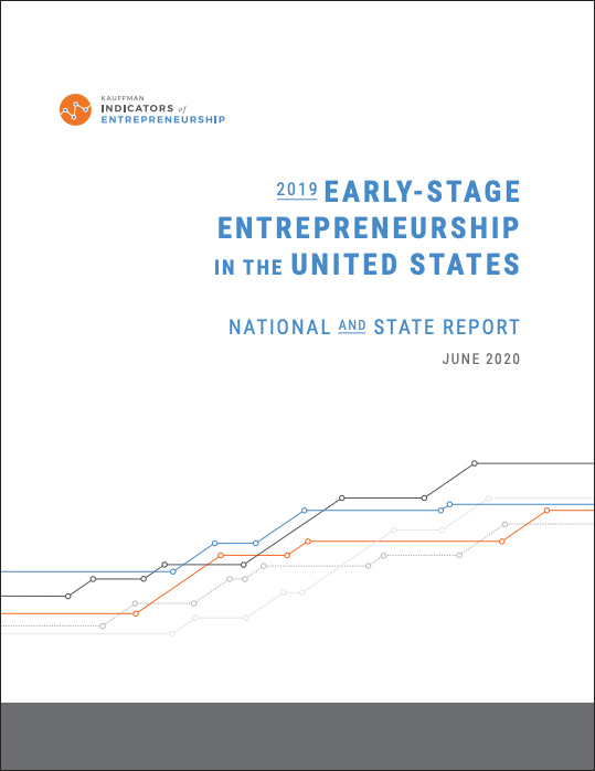 A cover of a report titled, "Early-Stage Entrepreneurship in the United States: National and State Report (2019)"