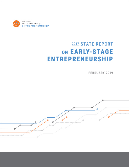 A cover of a report titled, "2017 State Report on Early-Stage Entrepreneurship"