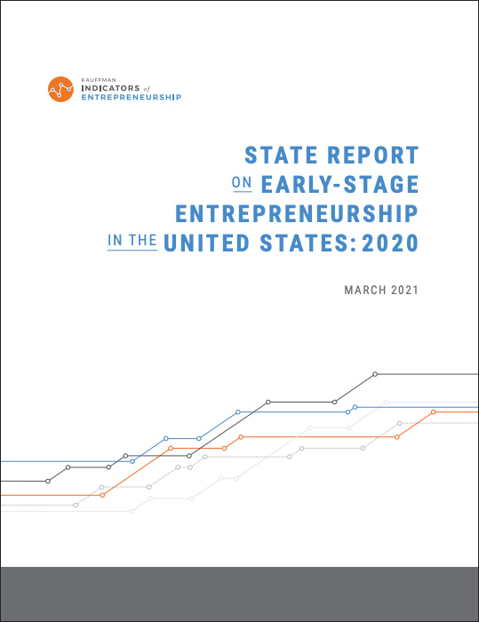 A cover of the report titled, "State Report on Early-Stage Entrepreneurship in the United States: 2020"