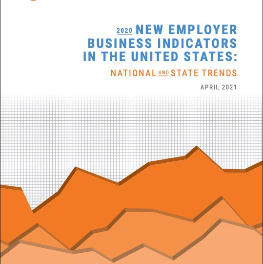 A cover of a report titled, "2020 New Employer Business Indicators in the United States: National and State Trends"