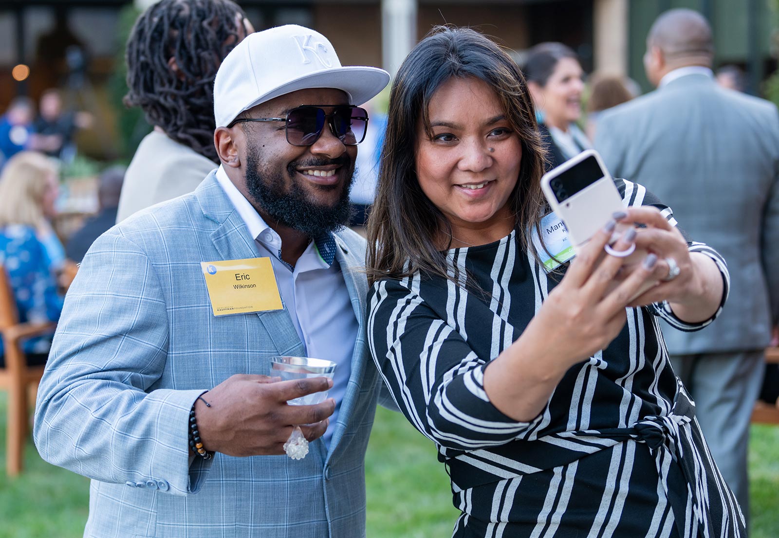 Eric Wilkinson takes a selfie with an attendee at the Kauffman Foundation Open House event Sept. 28, 2023.