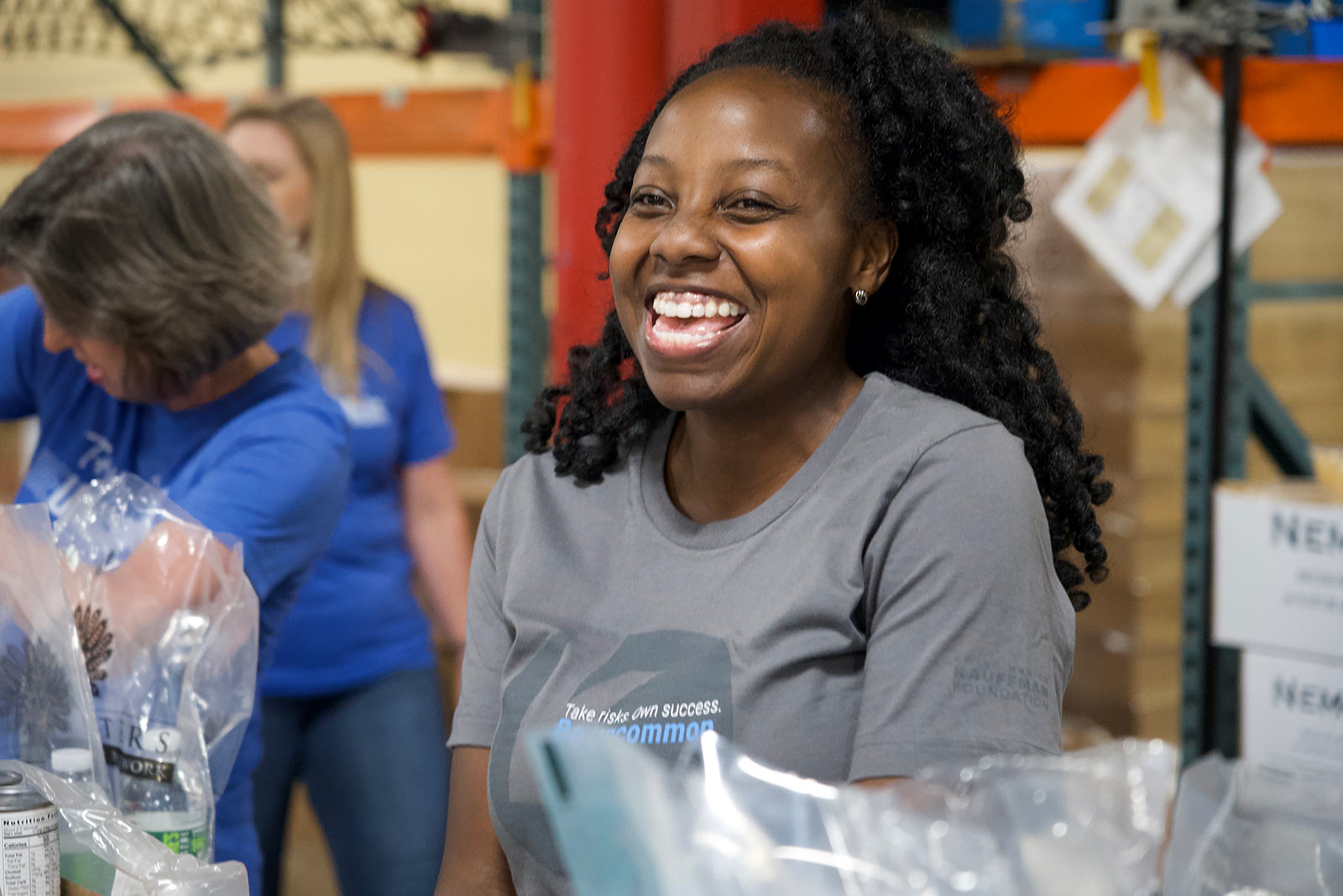 Kauffman associates volunteer at Harvesters in Kansas City, Missouri.