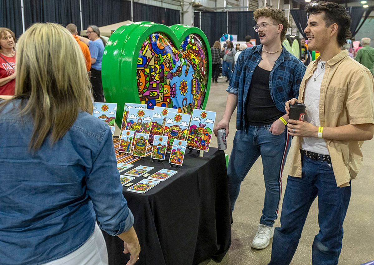 Luke Broste, artist of 'Heartland of Heritage' heart, at the American Royal Governor's Expo event on April 13.