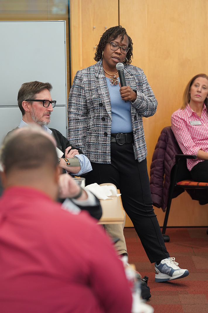 Dr. DeAngela Burns-Wallace, president and CEO of the Kauffman Foundation, speaks at the inaugural Economic Mobility, Research, and Data Forum in November 2024.