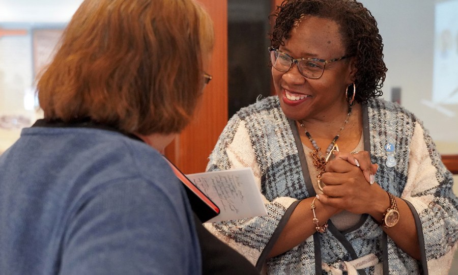 Dr. DeAngela Burns-Wallace, president and CEO of the Kauffman Foundation, in conversation with a grantee